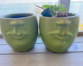 Planters with faces 