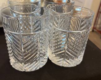 Ralph Lauren crystal herringbone lowball glasses