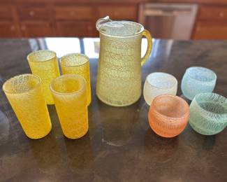 Vintage MCM color craft spaghetti glass