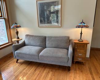 Sofa, Tiffany style lamps