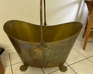 Extra large brass footed bucket