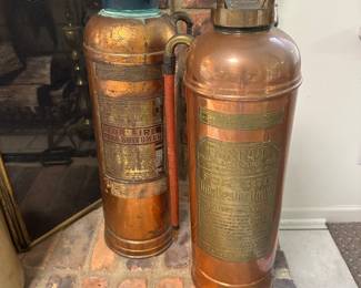 Vintage copper and brass fire extinguisher