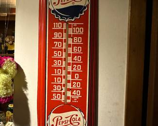 Vintage Pepsi-Cola tin thermometer