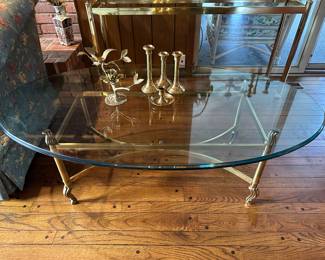 Brass/glass oval coffee table