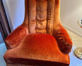 (2) MCM orange crushed velvet armchairs.....