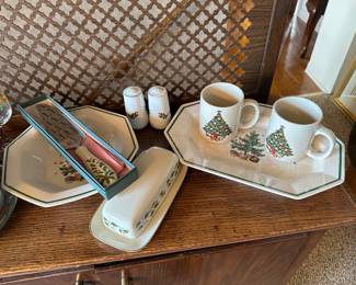 Holiday dishes and glasses.....