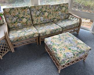 (5) piece Ficks Reed bamboo sofa and ottoman.....