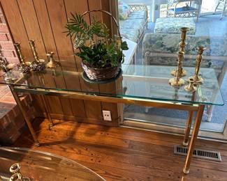 Brass/glass sofa table