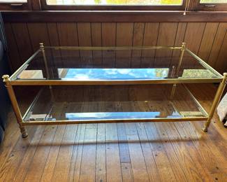 Brass/glass rectangle coffee table......