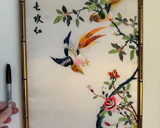 (2) framed embroidered Oriental works.....