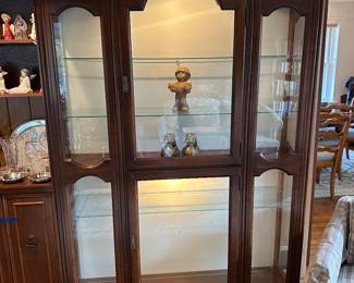 Lighted wood curio cabinet