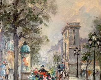 Original Oil on Canvas European Street Scene by MONSERRAT S. TORRENS