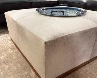 Cowhide Leather Square Ottoman
