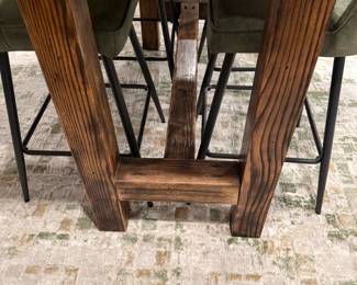 Custom Tall Pub Table with Leaf Motif and Chairus Breakfast Barstools