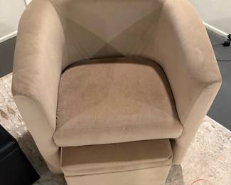 Sherpa Barrel Accent Chair with Nesting Storage Ottoman 
