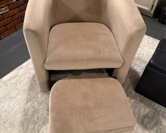 Sherpa Barrel Accent Chair with Nesting Storage Ottoman 