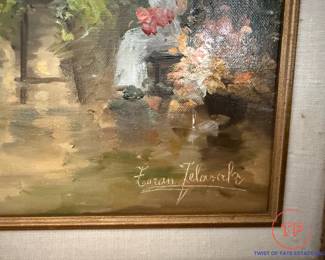 Original Oil on Canvas Flower Market Scene by ZORAN JELASCEK