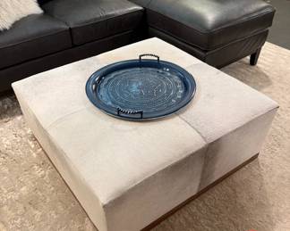 Cowhide Leather Square Ottoman
