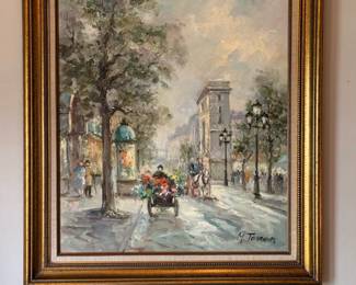 Original Oil on Canvas European Street Scene by MONSERRAT S. TORRENS