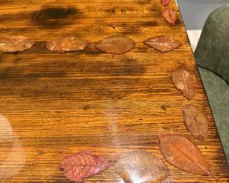 Custom Tall Pub Table with Leaf Motif and Chairus Breakfast Barstools
