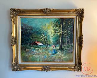 Original Oil on Canvas Cottage in Forest Scene by JASON MICHAELS