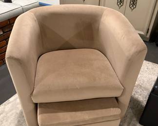 Sherpa Barrel Accent Chair with Nesting Storage Ottoman 