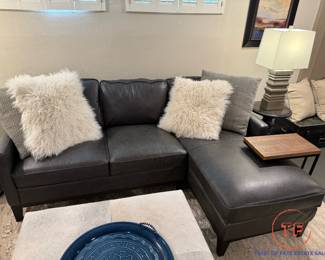 Leather Sectional Sofa with Chaise Lounge
