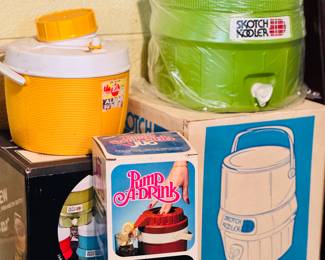 Vtg Collection of Coolers and Drink Dispensers,, Hamilton-Skotch, Pump a Drink