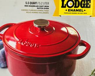 Lodge 5.5 Quart Red Enameled Cast Iron Dutch Oven