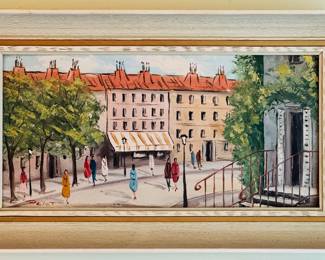 Vtg Mid-Century French Style Street Scene