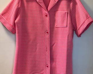 Vtg Gingham Short Sleeve Shirt