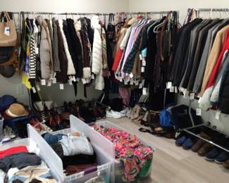 Clothing, shoes, handbags, hats, scarves 