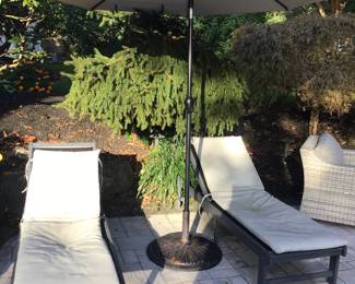 Chaise lounge, umbrella 