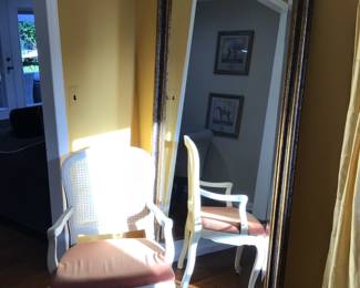 2nd mirror, pair of cane back arm chairs 