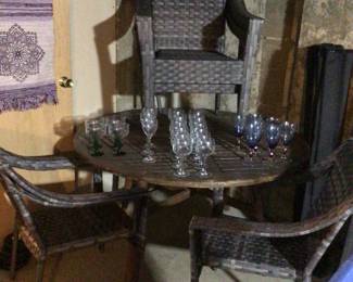 Patio set wooden table 55”x29” H