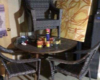 Patio set, wooden table 55”x29” H