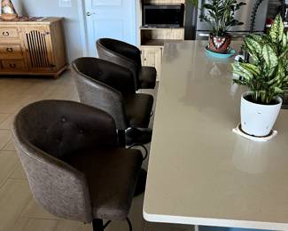 3-Brown Faux Leather Bar Stools  (slightly flawed, and priced accordingly)