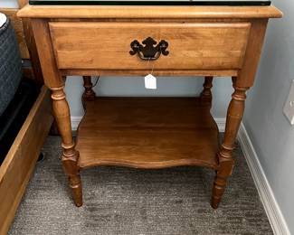 Ethan Allen Early American Side Table with Tempered Glass Top