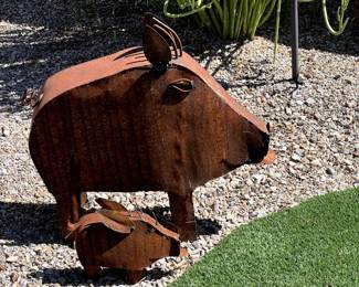 Pair of Javelina Metal Yard Art
