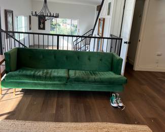 Green velvet sofa - prob Crate & Barrel