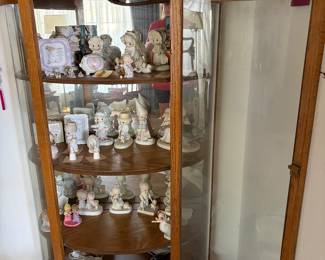 Curved Curio cabinets (2) Precious moments with their original boxes 