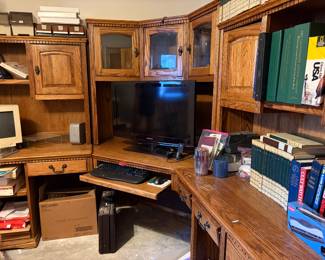 Solid Wood corner desk set with book shelves