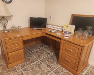 Oak desk
68" long
Return 45"
30" deep
29" high
$250
