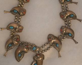 ABSOLUTELY GORGEOUS Sterling and Turquoise Squash Blossom. SIGNED !