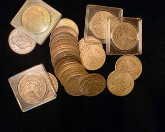 Part of the nice selection of Morgan Silver Dollars in this sale. 