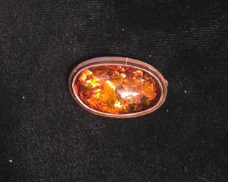 Sterling and Baltic Amber pin