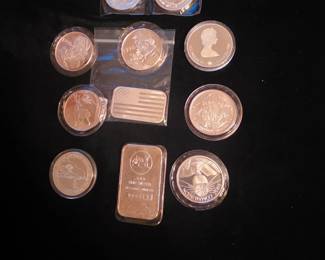 Assorted .999 bullion pieces in this sale