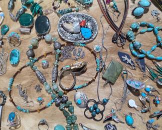 Part of the hundreds of pieces of Turquoise jewelry in this sale. 