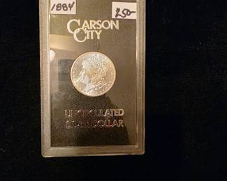 One of several Carson City uncirculated silver dollars in this sale. 