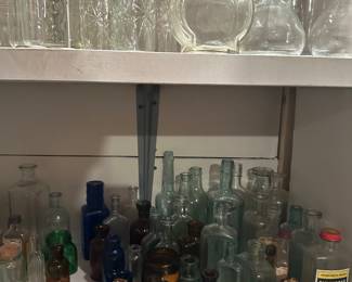 Glass bottles and jars. 